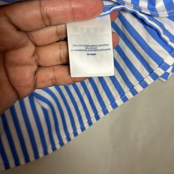 Lands End Striped BabyDoll Bell Sleeve Top Size 16 Blue & White - Picture 4 of 5